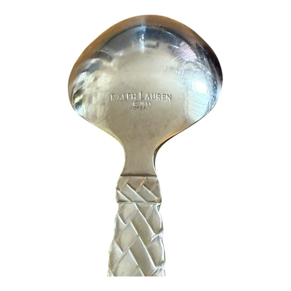 Ralph Lauren Equestrian Braid Spoons 2 Soup 7” & 1 Slotted Serving 8.75” VTG 90s